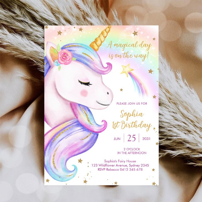 Magical Day Unicorn and Rainbows Birthday Einladung (Von Creator hochgeladen)