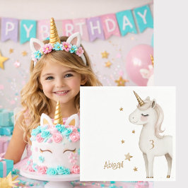 Magical Day Unicorn Girl Birthday Party Cocktail Serviette
