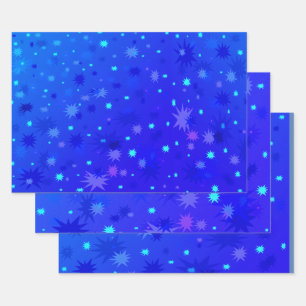 Magical Deep Blue Starry Sky der 1970er Jahre Geschenkpapier Set