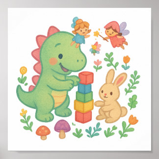 Magical Dino & Bunny - Niedliche Märchenfreunde Po Poster