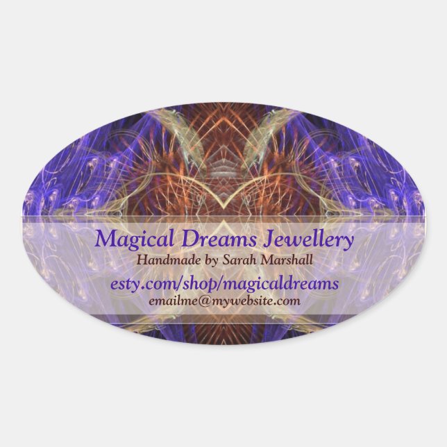 Magical Dreams Künstlerisches Geschäftsetikett Auf Ovaler Aufkleber (Vorderseite)
