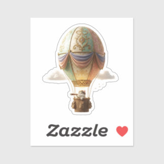Magical Easter Cat Hot Air Balloon Egg Journey Aufkleber