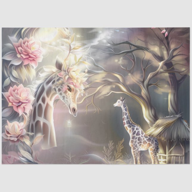 Magical Elegant  Floral Giraffe Decoupage  Seidenpapier (Vorderseite)