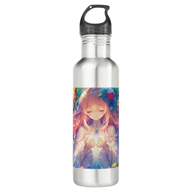 Magical Ethereal Anime Girl Edelstahlflasche (Vorderseite)