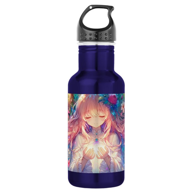 Magical Ethereal Anime Girl Edelstahlflasche (Vorderseite)