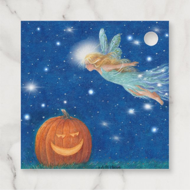 Magical Fairy and Jack O'Lantern Halloween party Geschenkanhänger (Rückseite)