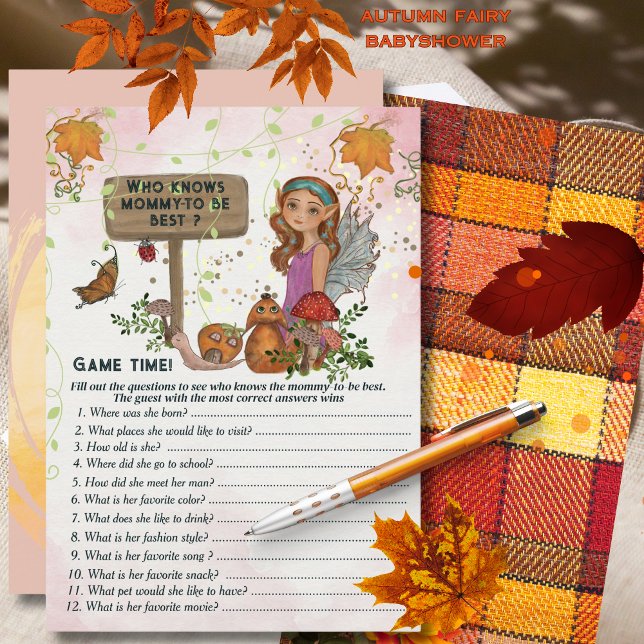 Magical Fairy Baby Shower Trivia Spiel Handgemalt Einladung (Magical Fairy Baby Shower Trivia Game Hand-Painted Invitation)