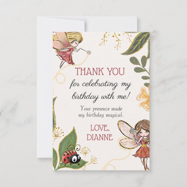 Magical Fairy Birthday Danke-Karte Dankeskarte (Vorderseite)