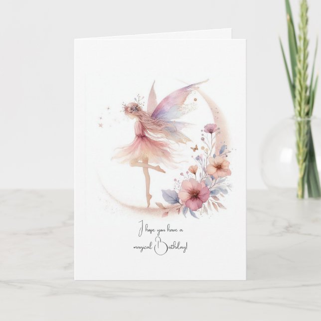 Magical Fairy Birthday Karte (Vorderseite)