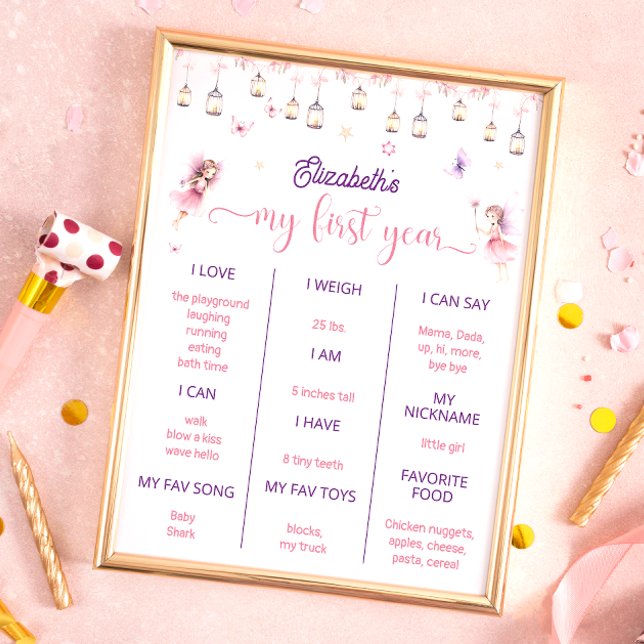 Magical Fairy First Birthday Party Meilenstein Poster (Von Creator hochgeladen)