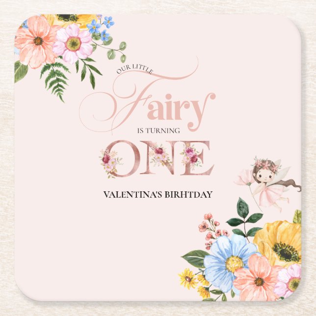 Magical Fairy Floral Garden Pixie Girls Birthday  Rechteckiger Pappuntersetzer (Vorderseite)
