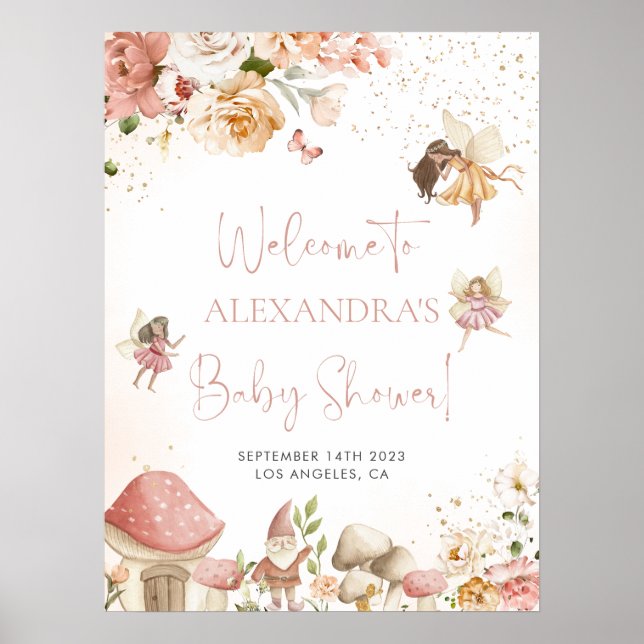 Magical Fairy Garden Baby Dusche Begrüßungszeichen Poster (Vorne)