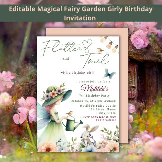 Magical Fairy Garden Watercolor Einladung