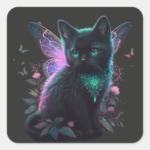 Magical Fairy Kitten Quadratischer Aufkleber