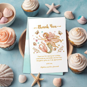Magical Fairy Mermaid Girl's Birthday Party Dankeskarte