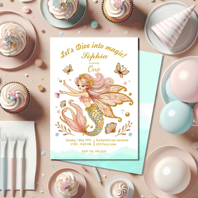 Magical Fairy Mermaid Girl's Birthday Party Einladung (Von Creator hochgeladen)