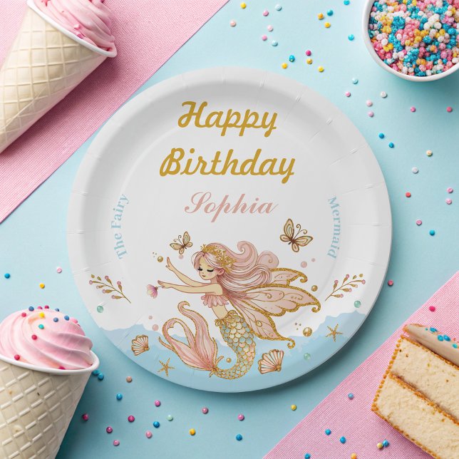 Magical Fairy Mermaid Girl's Birthday Party Pappteller (Von Creator hochgeladen)