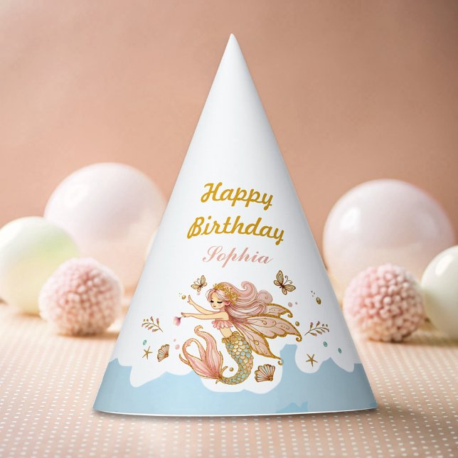 Magical Fairy Mermaid Girl's Birthday Party Partyhütchen (Von Creator hochgeladen)