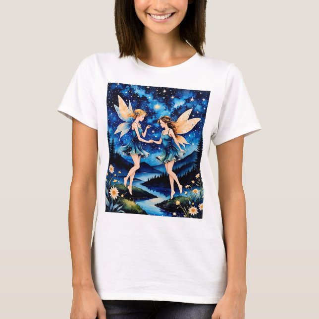 Magical Fairy Night Sky Fantasy Art T - Shirt (Vorderseite)