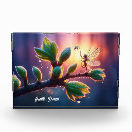 Magical fairy with dewdrop lantern on the branch fotoblock