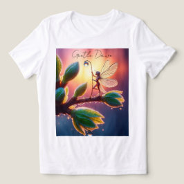 Magical fairy with dewdrop lantern on the branch Tri-Blend shirt
