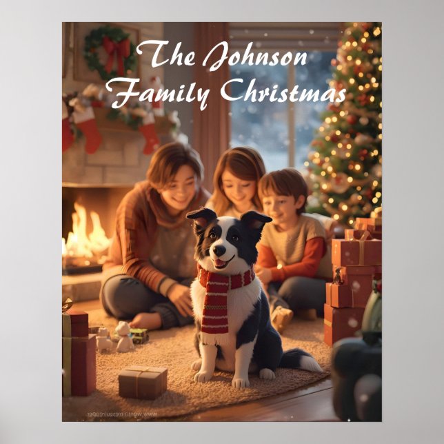 Magical Family Christmas Poster with Border Collie (Devant)