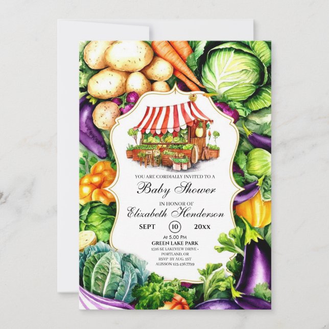 Magical Farmer's Market Baby Dusche Einladung (Vorderseite)