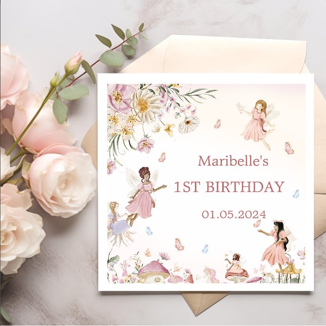 Magical Floral Fairy Birthday Napkins Serviette (Von Creator hochgeladen)