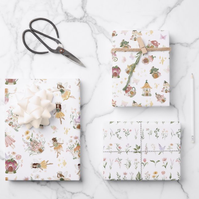 Magical Floral Fairy Princess Birthday Party Geschenkpapier Set (Vorderseite)