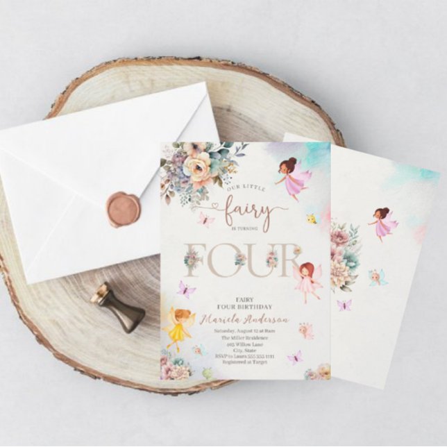 Magical Floral Fairy Princess dreht vier Wetten Einladung (Von Creator hochgeladen)