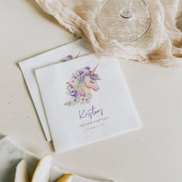 Magical Floral Unicorn Geburtstag Napkins Serviette