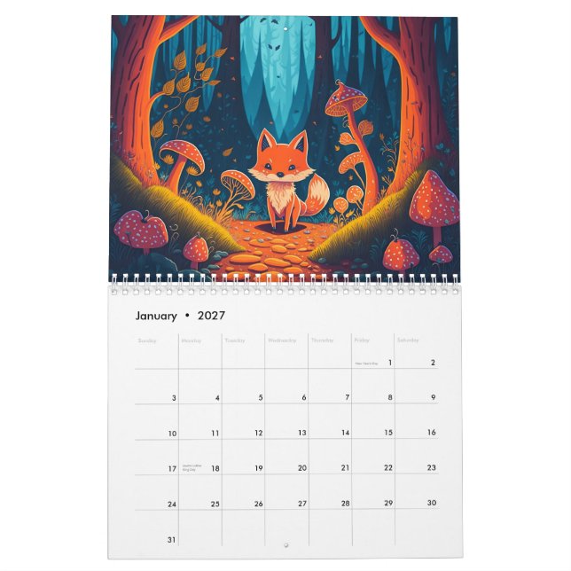 Magical Forest Creatures Fantasy 2026 Calendar Kalender (Jan 2027)