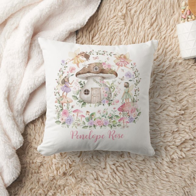Magical Forest Fairy Floral Pilz Kinderzimmer Kissen (Decke)