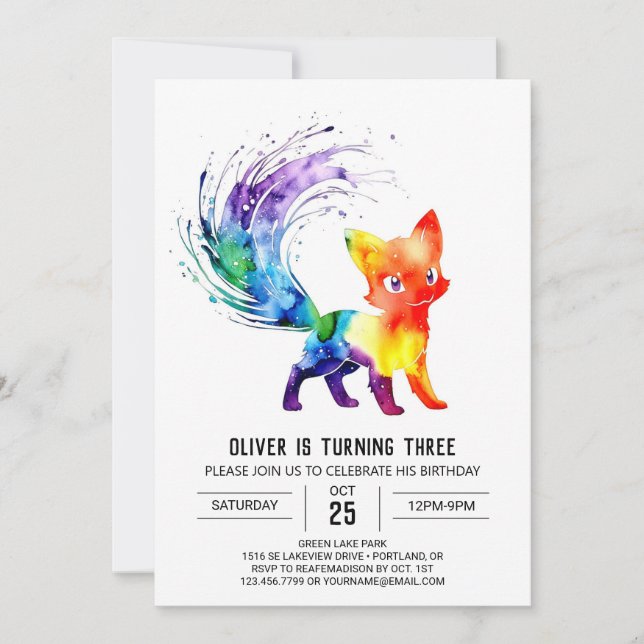 Magical Forest Fox Digital Boy Geburtstag Einladung (Vorderseite)