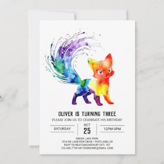 Magical Forest Fox Digital Boy Geburtstag Einladung