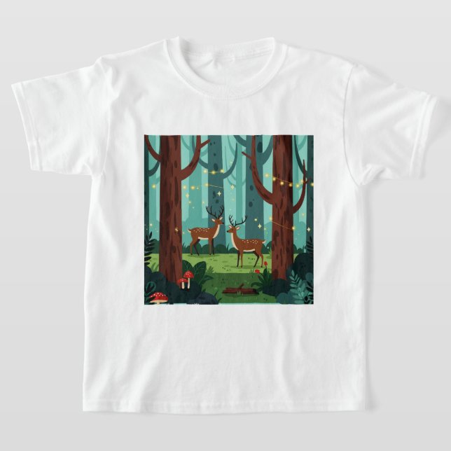 Magical forest scene with two reindeer T-Shirt (Ablage )