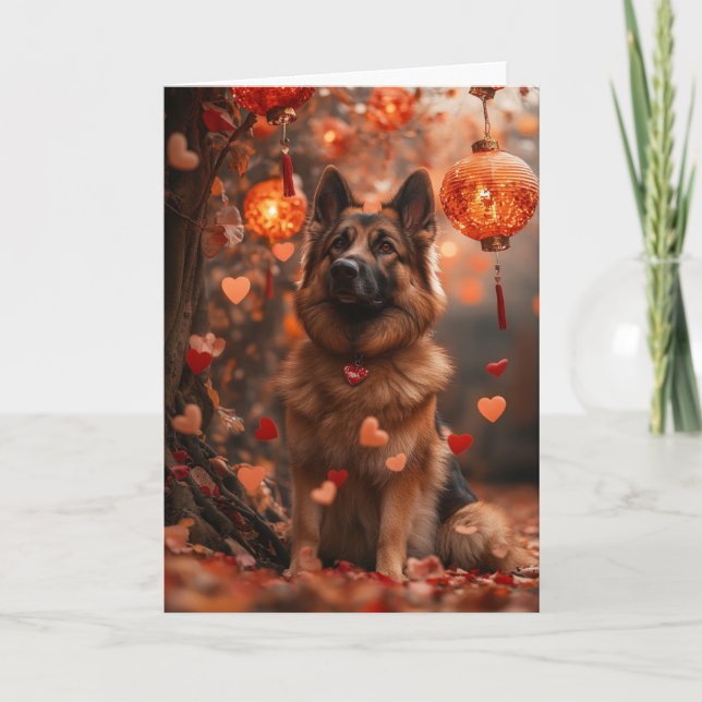Magical German Shepherd Valentine Karte (Vorderseite)