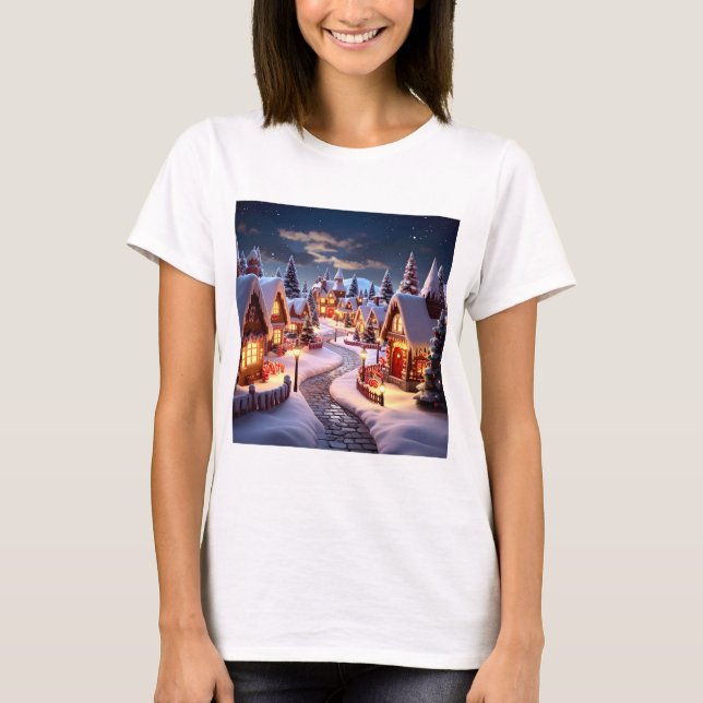 Magical Gingerbread Village at Night  T-Shirt (Vorderseite)