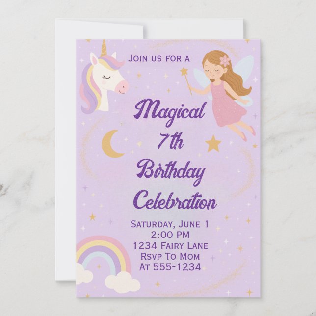 Magical Girl Birthday Invitation Einladung (Vorderseite)