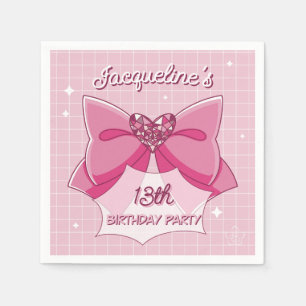 Magical Girl Geburtstag mit rosa Schleife Serviette