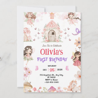 Magical Girls Fairy 1st Birthday Invitation Einladung