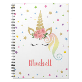 Magical Girly Unicorn & Stars Personalisiert Notizblock