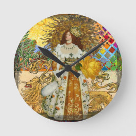 Magical Golden Princess Leo Renaissance Woman Runde Wanduhr