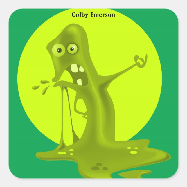 Magical Green Slime - Fun Slimy Science Monster Quadratischer Aufkleber (Vorderseite)