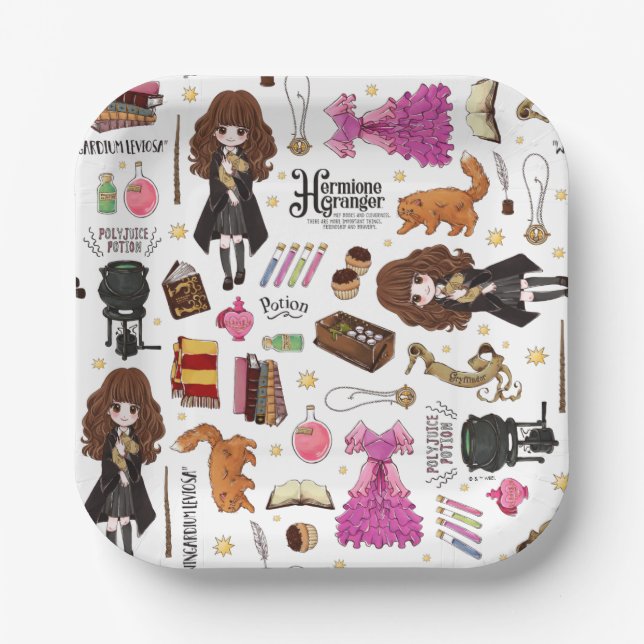 Magical Hermione Granger Watercolor Pappteller (Vorderseite)