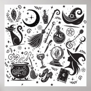 Magical Hexe Whimsical Wiccan Pagan Poster