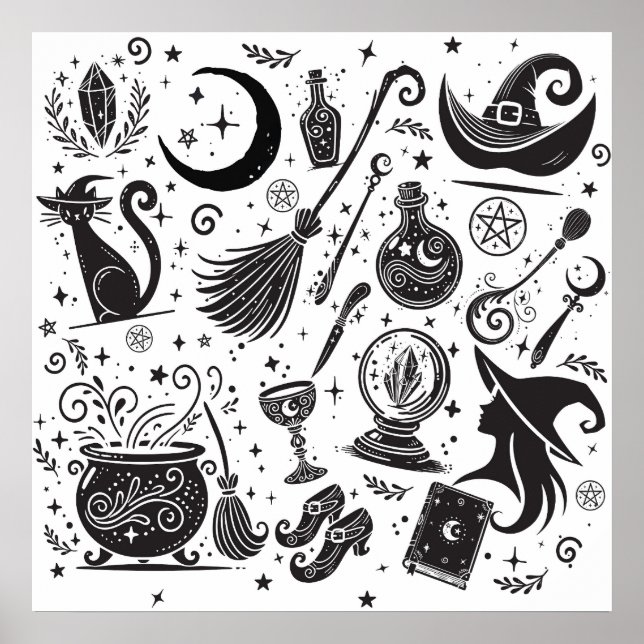 Magical Hexe Whimsical Wiccan Pagan Poster (Vorne)