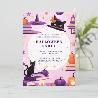 Magical Hexenkatze Halloween-Party Einladung