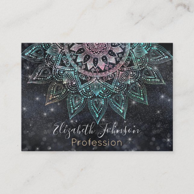 Magical Holographic Mandala Glitzer Sparks Design Visitenkarte (Vorderseite)