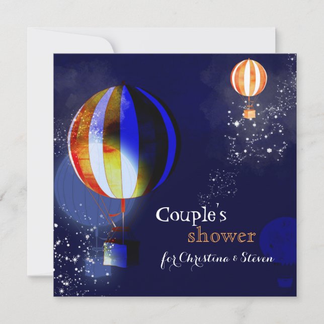 Magical Hot Air Balloons Paare Dusche Einladung (Vorderseite)